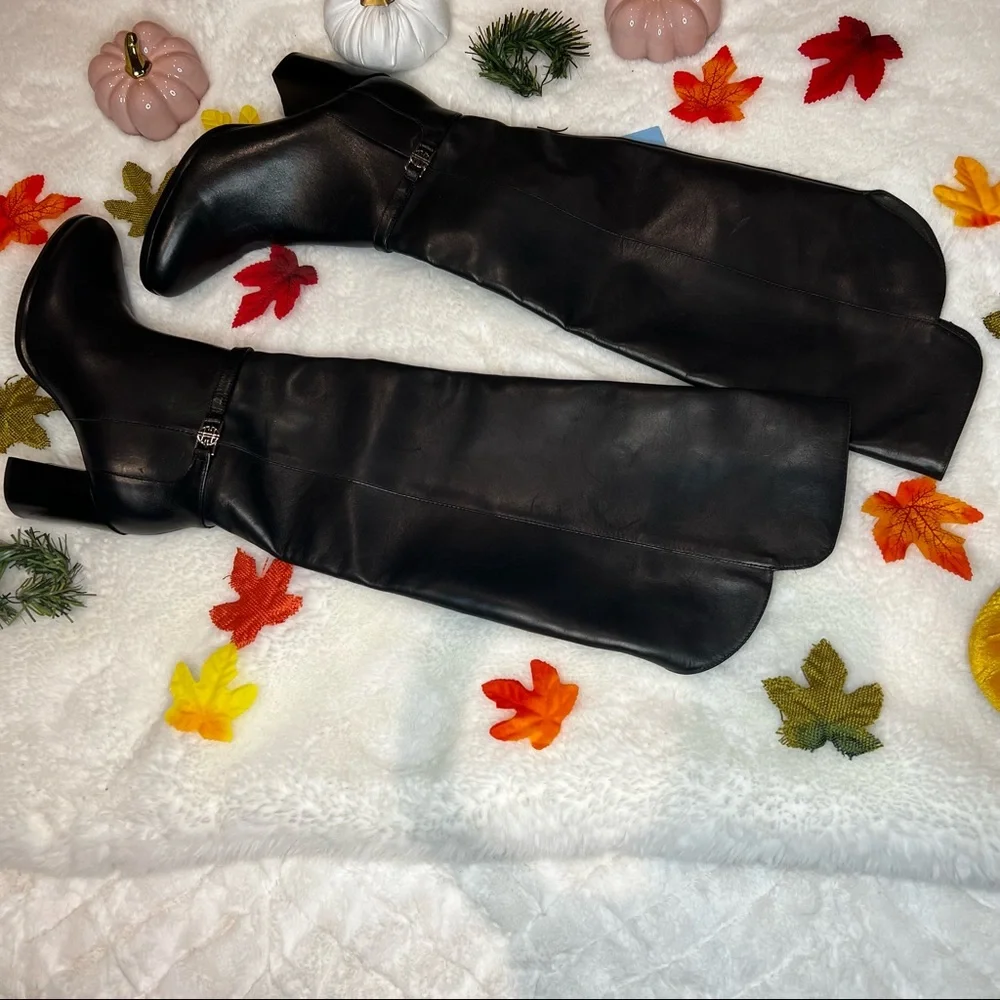 Antonio Melani Over the Knee High  Black Leather Boots. #47